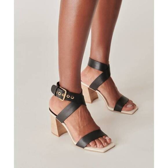 Dolce Vita | Black Paytin Square Toe Crossover Strap Heeled Sandal | Size 7 - Picture 13 of 13